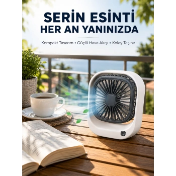 Taşınabilir Şarjlı Masa Fanı Sessiz Ve Güçlü Fan Sistemli