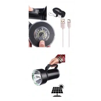 Taşınabilir Solar Şarjlı LED Fener Powerbank Özellikli Kamp ve Acil Durum İçin Süper Parlak Işık