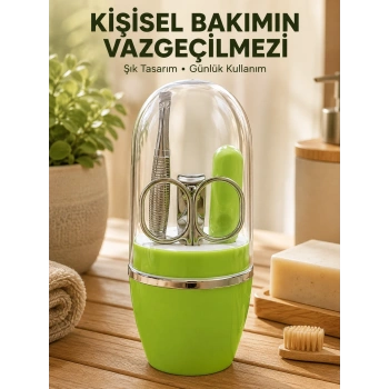 Taşınabilir Yeşil Manikür Seti Kapsüllü Kişisel Bakım Çantası