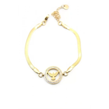 Taşlı Anka Kuşu Bileklik - Altın