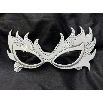 Taşlı Beyaz Alev Parti Gözlüğü