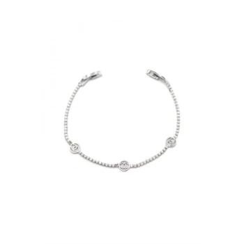 Taşlı CC Bileklik - Gümüş