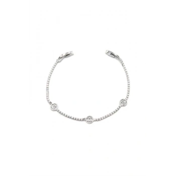 Taşlı CC Bileklik - Gümüş