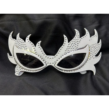 Taşlı Göz Kamaştıran Gecenin Yıldızı Beyaz Parti Alev Gözlük (4887)