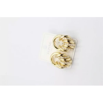 Taşlı Halka Küpe - Altın