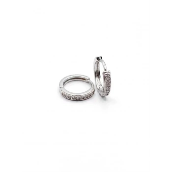 Taşlı Halka Küpe - Gümüş