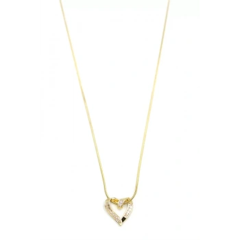 Taşlı Kalp Kolye - Altın