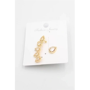 Taşlı Kıkırdak Küpe - Altın