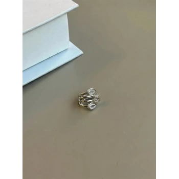 Taşlı Kıkırdak Küpe - Gümüş