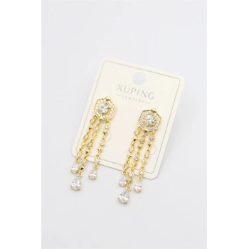 Taşlı Küpe - Altın