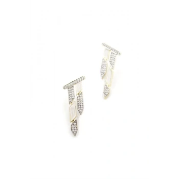 Taşlı Mineli Küpe - Altın