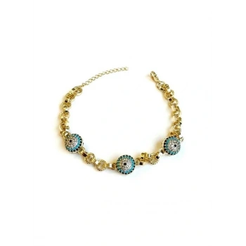 Taşlı Nazar Bileklik - Altın