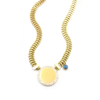 Taşlı Plaka Kolye - Altın