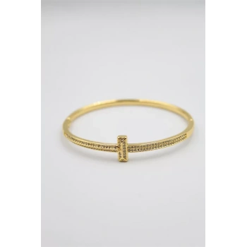 Taşlı Vip Bilezik - Altın