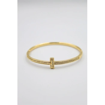 Taşlı Vip Bilezik - Altın