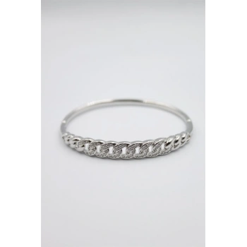 Taşlı Vip Bilezik - Gümüş