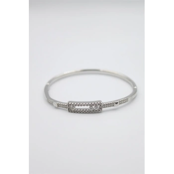 Taşlı Vip Bilezik - Gümüş