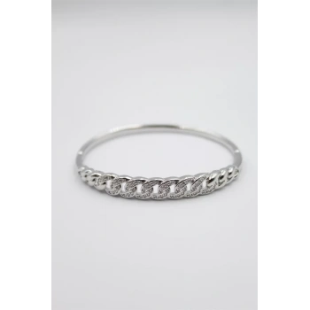 Taşlı Vip Bilezik - Gümüş