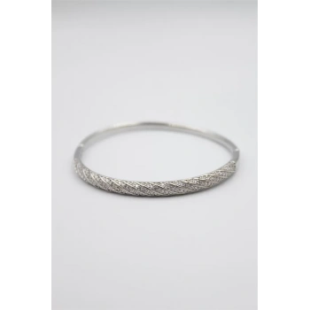 Taşlı Vip Bilezik - Gümüş