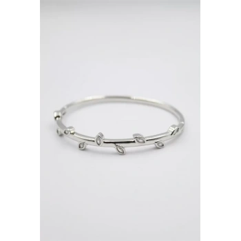 Taşlı Vip Bilezik - Gümüş