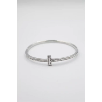 Taşlı Vip Bilezik - Gümüş