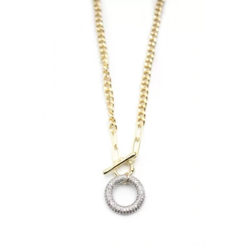 Taşlı Zincir Kolye - Altın