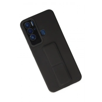 Tecno Pova Neo Kılıf Mega Standlı Silikon - Siyah
