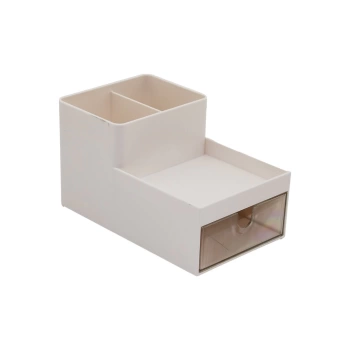 TEK ÇEKMECELİ + 3 BÖLMELİ  PLASTİK MAKYAJ - TAKI ORGANİZER 16X9.5CM - Y: 5--9.5CM (4887)