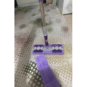 Teleskobik Cam Yer Tavan Silme - İstediğin Bezi Tak Kullan - 4 Mandallı -Yedek Bezli Mop Seti