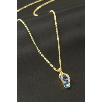 Terlik Nazar Zirkon Taşlı Kolye