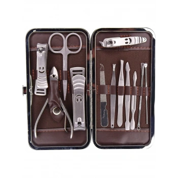 Tırnak Makası Tırnak Bakım Seti Deri Çantalı 12 Parça Set (4887)