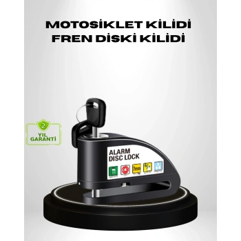 Titreşim Sensörlü Alarmlı Motosiklet Disk Kilidi 14mm Çelik Çift Kilitleme