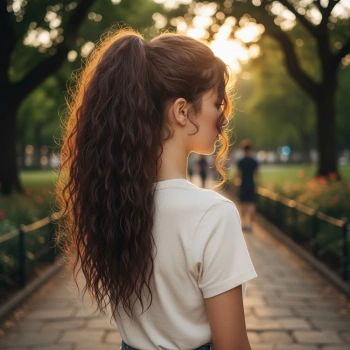 Tokalı Kabarık Dalgalı At Kuyruğu - Koyu Kahve