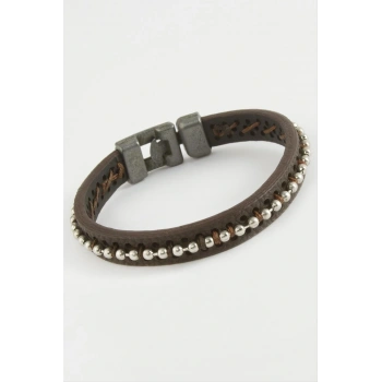 Top Metal Boncuklu Kaliteli Suni Deri Bileklikc