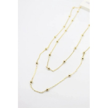 Top Zincir Kolye-90cm - Altın