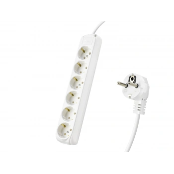 Topraklı Uzatma Kablosu 6 Priz 3 M - Beyaz 9260103