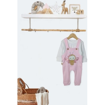 Toz Pembe Renk Kız Bebek & Çocuk Pamuklu 2 Parça Tulum