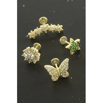 Tragus Zirkon Taşlı  Piercing 1 Adet
