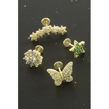 Tragus Zirkon Taşlı  Piercing 1 Adet