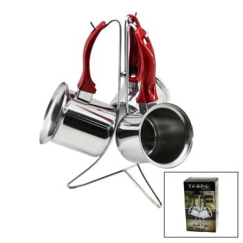 TREND  3LÜ SET   NO-3-4-5  ÇELİK CEZVE  METAL STANDLI   RENKLİ PLASTİK KULPLU (4887)
