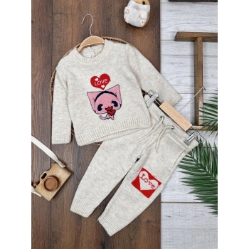 TRİKO TAKIM LASTİKLİ PAÇA, PAMUKLU, DESENLİ, MEVSİMLİK, GÜNLÜK, KIZ ÇOCUK & BEBEK  ALT ÜST TAKIM