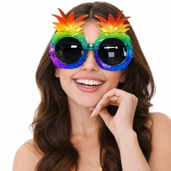 Tropikal Ananas Tasarımlı Renkli Hawaii Parti Gözlüğü (4887)