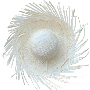 Tropikal Parti Beyaz Hasır Hawaii Şapkası 13x36 cm