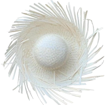 Tropikal Parti Beyaz Hasır Hawaii Şapkası 13x36 cm (4887)