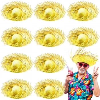 Tropikal Parti Sarı Hasır Hawaii Şapkası