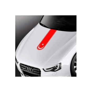 Türkiye Ayyıldız Oto Kaput Şerit Sticker Kırmızı 60*18 Cm