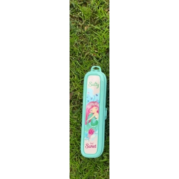 Turkuaz Multi Renkli Kapaklı Kalemlik Kutusu -Çanta İçi Saklama - Diş Fırçası - Makyaj Fırçası Kutu