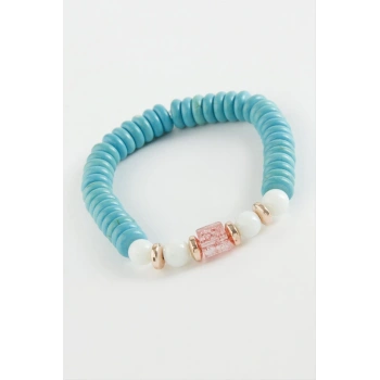 Turkuaz Rondela Necef Doğaltaş Bileklik