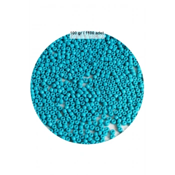 Turquaz Mavi Renk 4 mm Yaklaşık 1100 adet / 100 gram Cam Boncuk Oya Yazma Bileklik ve Kolye