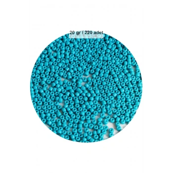 Turquaz Mavi Renk 4 mm Yaklaşık 220 adet/20 gram Cam Boncuk Oya Yazma Bileklik ve Kolye